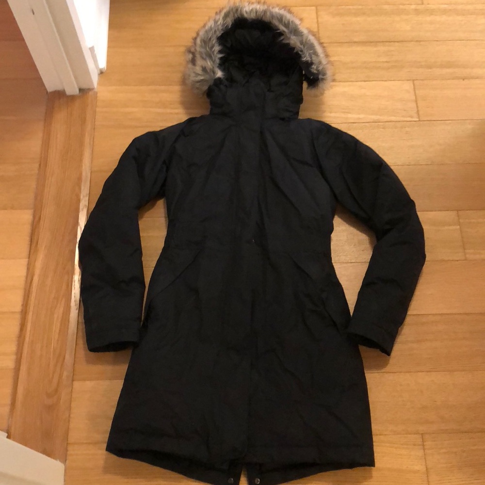 The North Face Black Puffer Down Parka With Faux Fur Hood